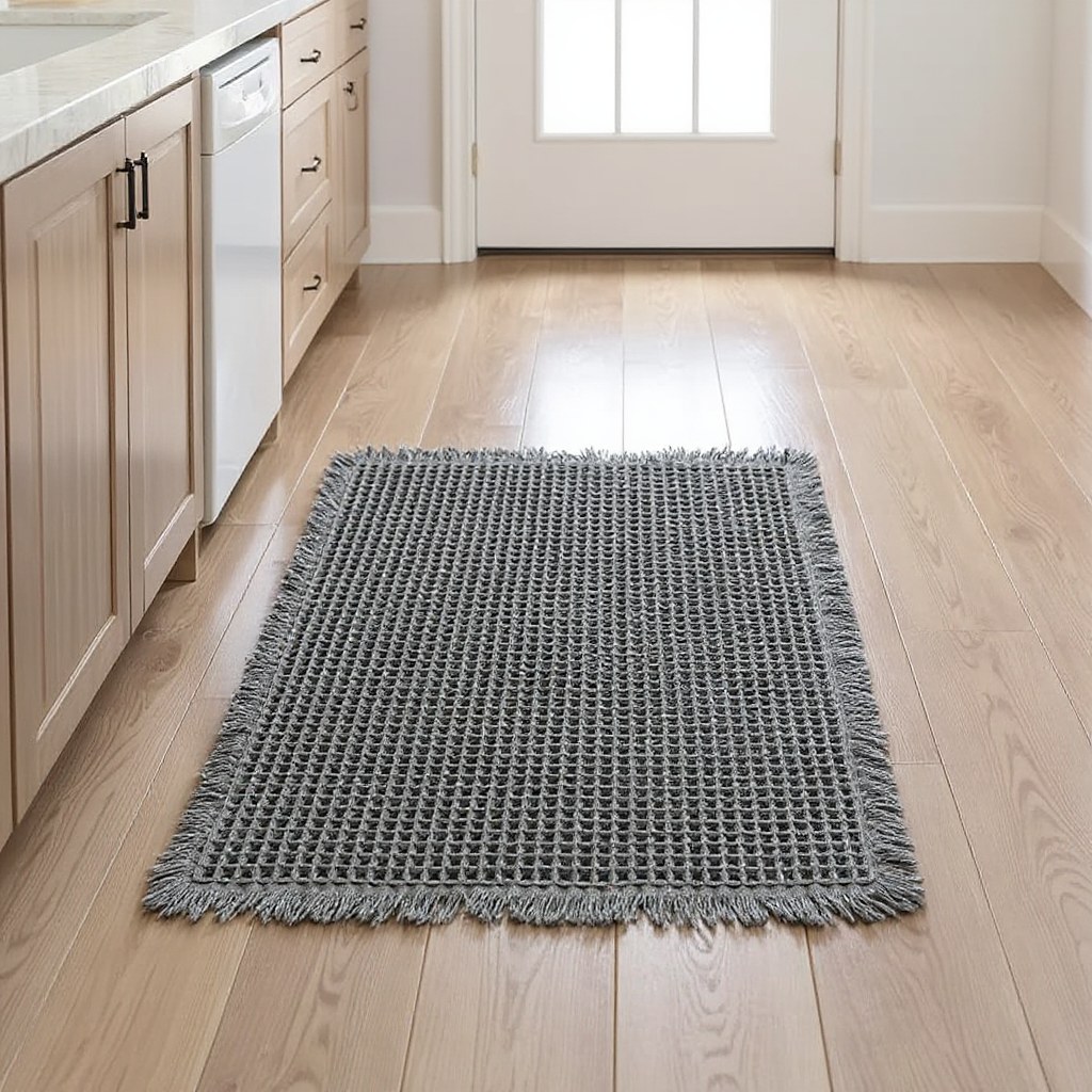 Grey waffle bath mat