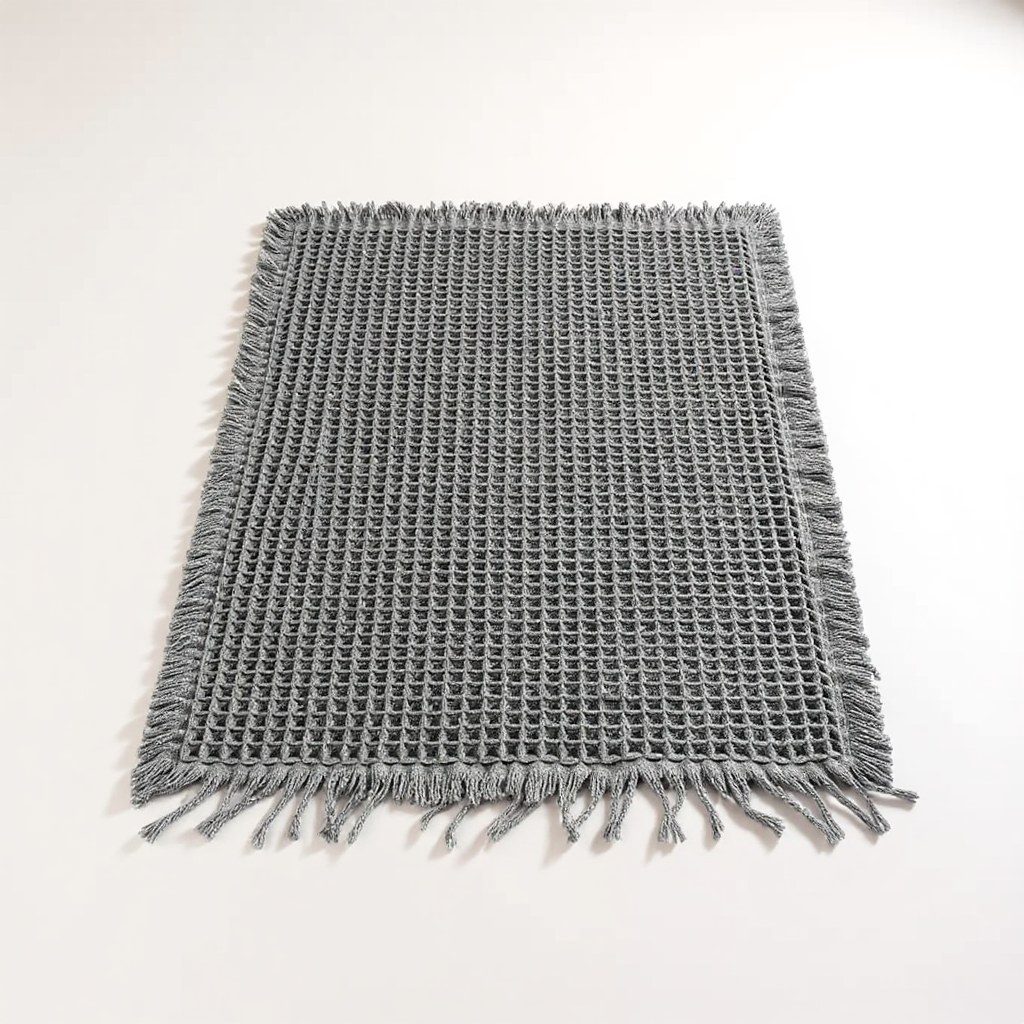 Grey 1000gsm waffle bath mat