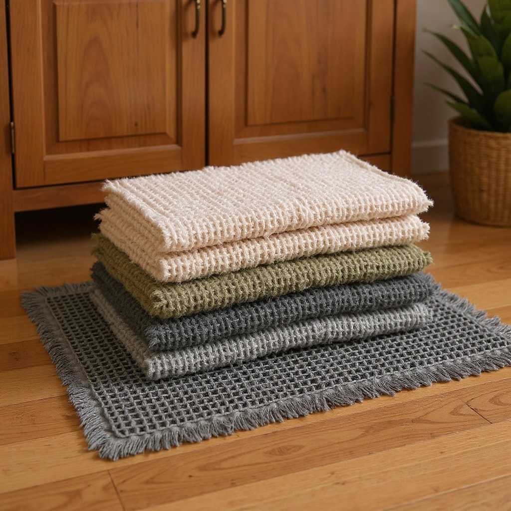 Stacked waffle bath mat colors