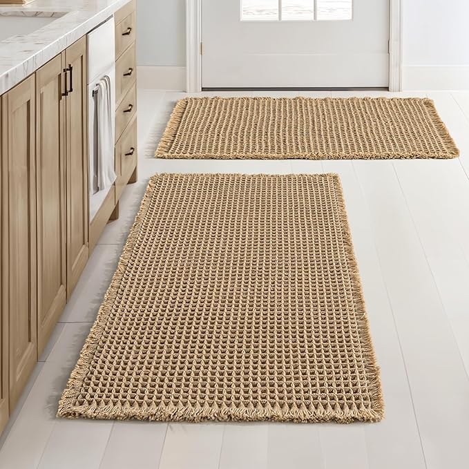 Tan waffle bath mat